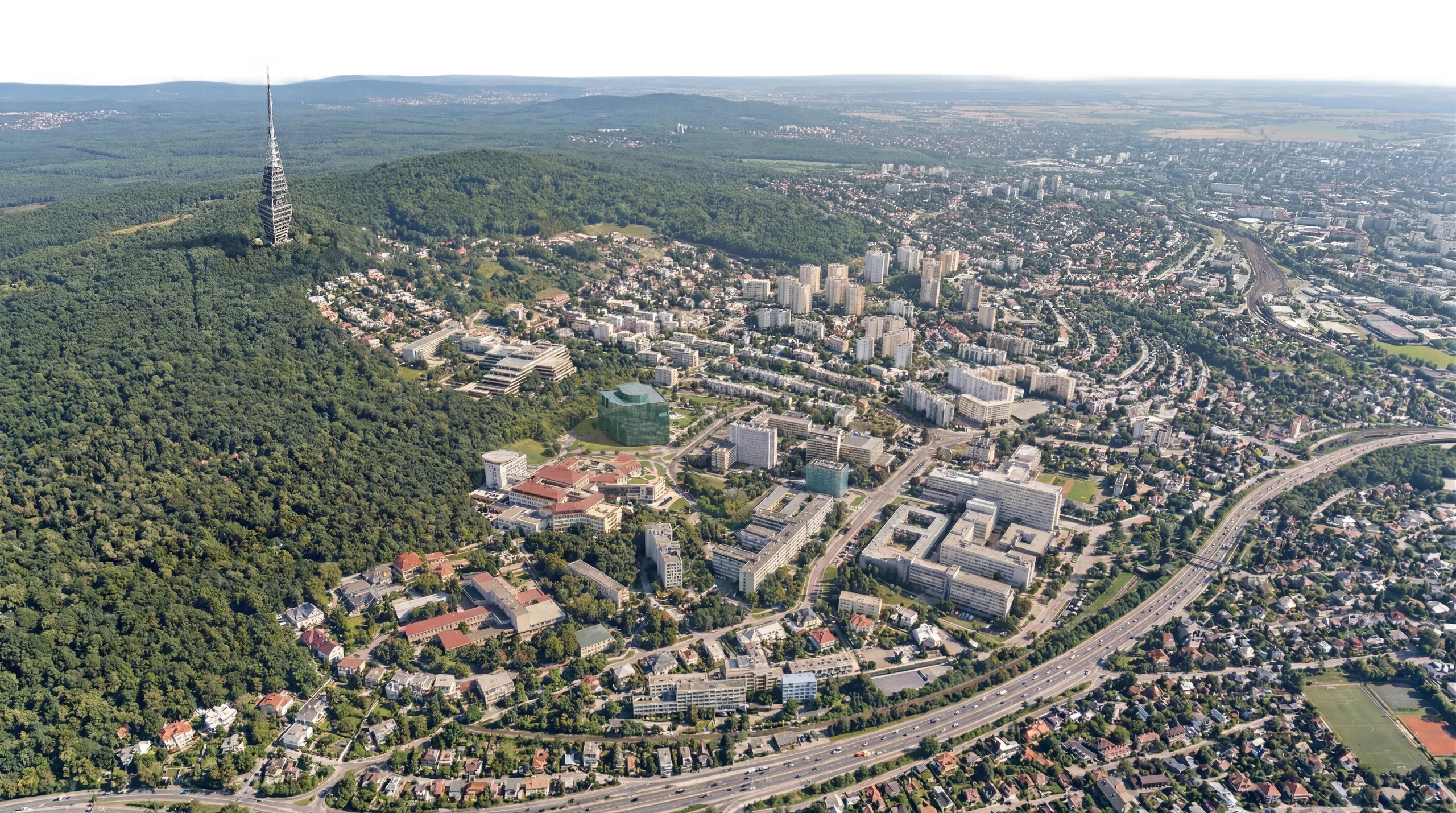 Aerial view of Bratislava and Kamzík area